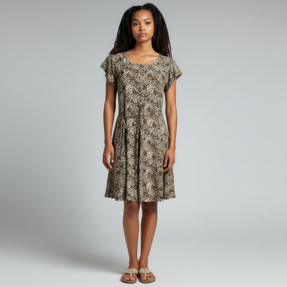 Faithfull The Brand Leopard Print Mini Dress XS Flutter Sleeve Tie Waist
